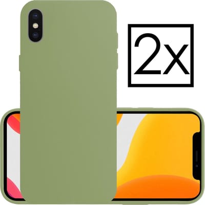 Hoesje - 2 Stuks - Geschikt voor Apple iPhone X - Sterk & Shockproof - Case Siliconen - Back Cover - Telefoon Hoes - Groen