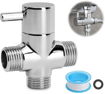 Dailygoods- Omschakelventiel 3-weg - G1/2 T-adapter - Massief Messing - Verchroomd - Keramische Cartridge - Zonder Lekkage - Doucheventiel