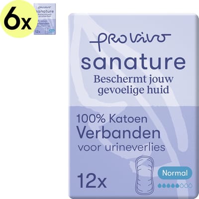 Sanature Pro Vivo 100% katoenen - Incontinentie verband Normaal - 6 x 12 stuks - Natuurlijk & voor de gevoelige huid