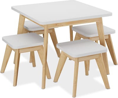 Kindertafel met 4 stoeltjes - afgeronde hoeken - tot 50 kg - speeltafel