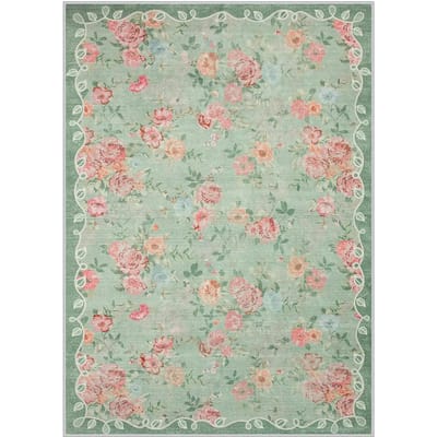 Romantisch Vintage Bloemen Rozen Tuin Roze Tapijt Zachtroze Botanisch Tapijt Shabby Chic Woonkamer Mat Slaapkamer Accent Bloemen Tapijt 40x60cm