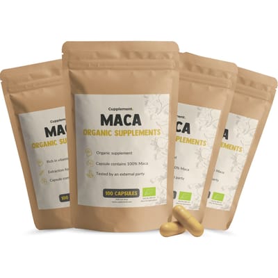 Cupplement Maca 2000 mg per dagdosering Biologisch Combideal 4x 80 Capsules - Maca root maca wortel - Vegan - Zonder toevoegingen - Lab getest - 50 dagen voorraad per zakje