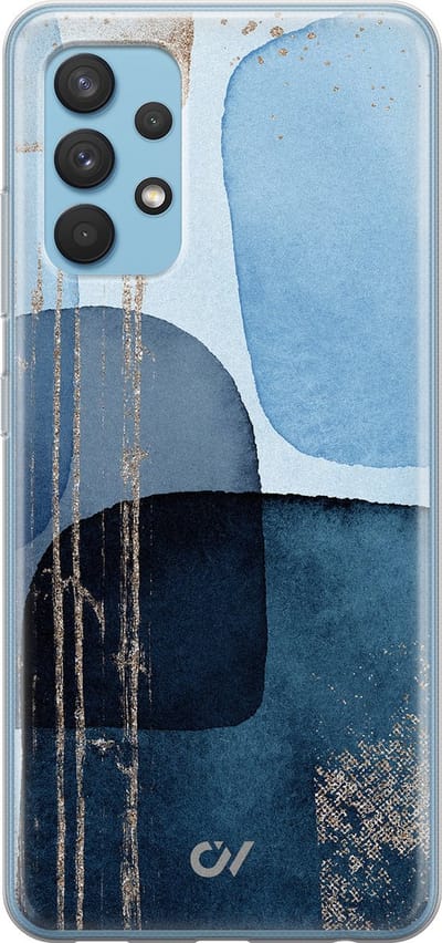 Hoesje geschikt voor Samsung Galaxy A32 4G - Blue Abstract Shapes - - Blauw - - Casevibes
