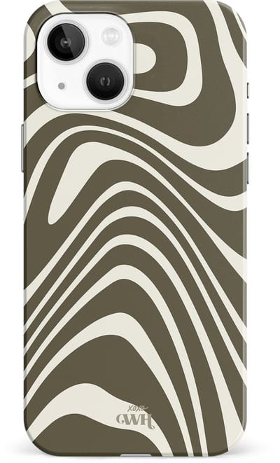 xoxo Wildhearts Boogie Wonderland Green - Single Layer - Hard case geschikt voor iPhone 15 hoesje - Golven print hoesje groen - Beschermhoes shockproof case geschikt voor iPhone 15 hoesje - Hoesje met golven print groen