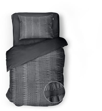 Eleganzzz Dekbedovertrek Pure Stitches - Anthracite - Dekbedovertrek 140x200/220cm - Micropercal - Eenpersoons - Dekbedovertrekken - Effen Dekbedovertrek