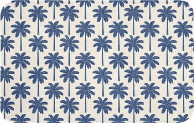 Badmat 80x50 cm - Antislip - Symmetrisch - Palm - Blauw - Badmatten voor badkamer - Badkamermat - Douchemat - Badkamer mat