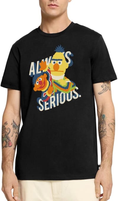 Sesamstraat Ernie Bert Altijd Serieus Always Serious Premium T Shirt Heren