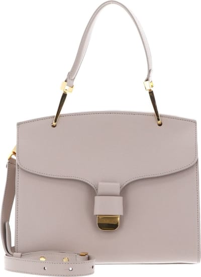 COCCINELLE Leren Handtas Schoudertas Neofirenze Text Handbag Powder Pink Beige