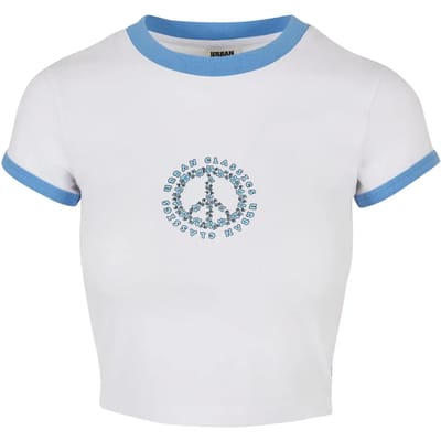 Urban Classics - Stretch Jersey Crop top - XL - Wit/Blauw