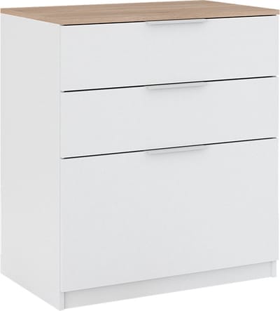 Vicco Betti Dressoir – 50 x 90 cm met 3 laden Wit/Sonoma