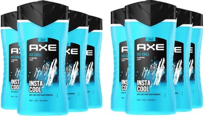 AXE 3in1 Douchegel - Ice Chill - 8 x 250 ml - Voordeelverpakking - Insta Cool