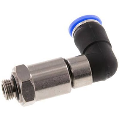 8mm & G1/8'' L-stuk Hoge Snelheid Draaidoorvoer Insteek Buitendraad Vernikkeld Messing/PBT NBR