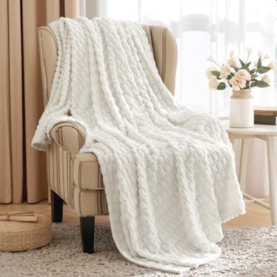 Pluizige Fleecedeken 125 x 150 cm - Zachte en Warm Woondeken voor Bed en Bank