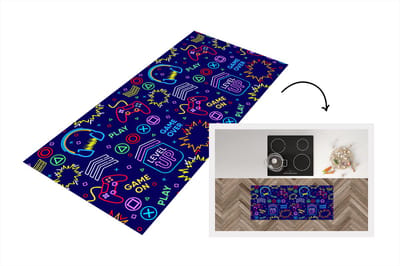 Keukenloper - Loper keuken - Gaming - Neon - Koptelefoon - Design - 120x50 cm - Keukenloper vinyl