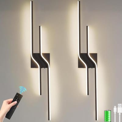 Led Wandlamp - Draadloze Binnenlamp - Sfeer Creëren - Oplaadbaar Met Afstandsbediening - 80 cm - Zwart