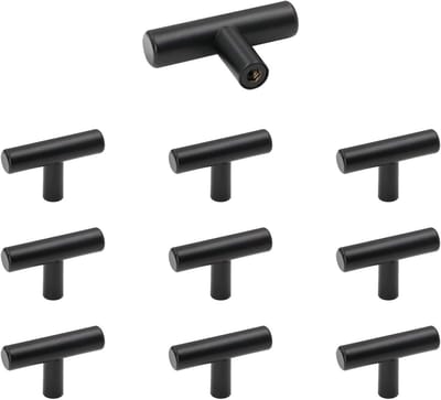 10 Stuks Zwarte Handgrepen voor Keuken- en Kastdeuren - RVS, Inclusief Schroeven, Modern Design