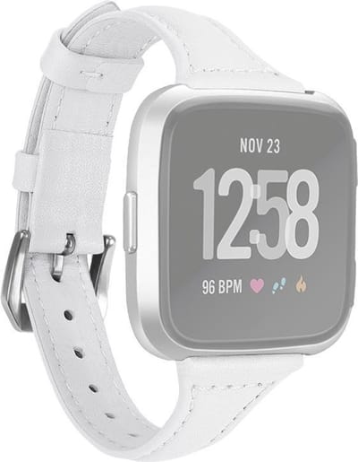 By Qubix - Compatible Fitbit bandje - geschikt voor Fitbit Versa 1 / 2 & Lite bandje TPU leer - Wit Smartwatchbandje bandje Armband Polsband Strap Band Watchband