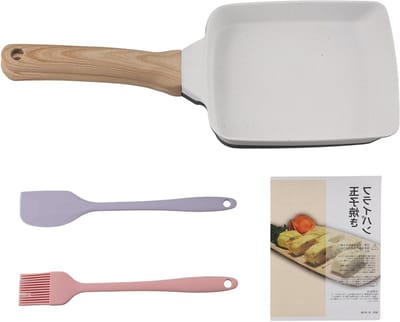 Omelet Pan - Japanse Koekenpan - Ontbijt Maken - Verwijderbare Handgreep - 38 x 18 cm - Wit