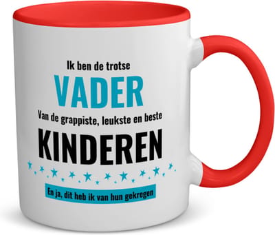 Akyol - ik ben de trotste vader van de grappigste, leukste en beste kinderen, en ja dit heb ik van hun gekregen koffiemok - theemok rood - Papa - de trotste vader - verjaardag - verjaardagscadeau - cadeau - beste kinderen - 350 ML inhoud