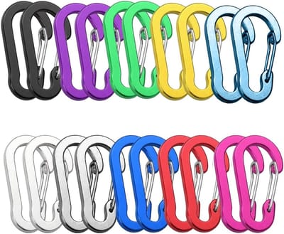 20 stuks, kleine karabijnhaken met sleutelringen, aluminium karabijnhaak voor sleutels, kamperen, wandelen, vissen, 10 kleuren, 5 cm
