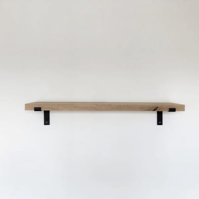 GoudmetHout® Wandplank Industrieel - 60 x 25 cm Muurplank - Eiken Hout - Decoratie Wandrek & Boekenrek - Hangplank Keuken - Wall Shelf + 2 Mat Zwarte Plankdragers van Staal