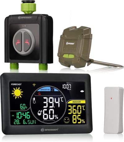 Slim irrigatiesysteem voor tuin met WLAN, automatische watertimer en weerstation