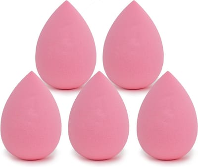 Intirilife Set van 5 Make Up Spons Ei Make-up Spons in Licht Roze - Zachte Beauty Blender voor Foundation en Concealer Cosmetica Make-up Spons voor Crème en Liquid Foundation Powder