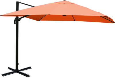 Zweefparasol MCW-A96, horecaparasol, 3x3m (Ø4,24m) polyester/aluminium 23kg ~ terracotta zonder voet