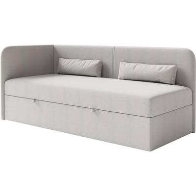 Jeugdbed Cambrils chenille links 90 x 200 cm met opbergruimte | NADUVI Collection