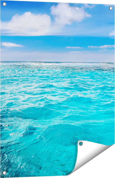 Gards Tuinposter Blauwe Caribische Zee Water - 60x80 cm - Tuindoek - Tuindecoratie - Wanddecoratie buiten - Tuinschilderij