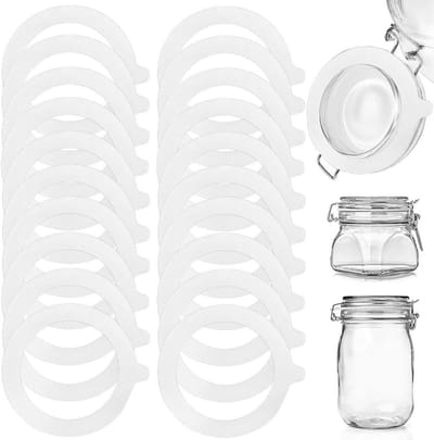 20 Stuks Siliconen O-ringen - Vervangende Dichtingen voor Glazen Potten, Waterdicht en Duurzaam, 6.5x9.7cm (Wit)