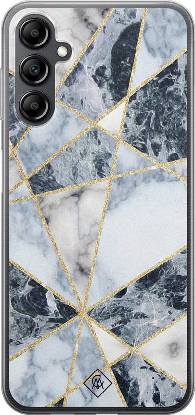 Casimoda® hoesje - Geschikt voor Samsung A14 - Marmer Blauw - Backcover - Siliconen/TPU - Blauw