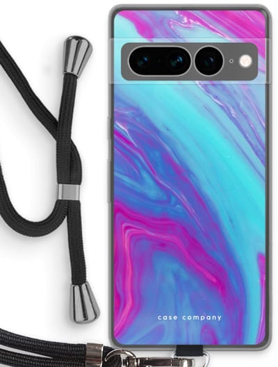 Case Company® - Hoesje met koord geschikt voor Google Pixel 7 Pro hoesje met Koord - Zweverige regenboog - Telefoonhoesje met Zwart Koord - Bescherming aan alle Kanten en Over de Schermrand