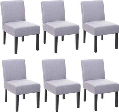 Set van 6 eetkamerstoel MCW-F61, stoel loungestoel, stof/textiel ~ grijs