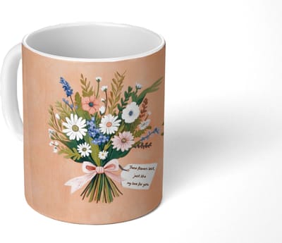 Mok - Koffiemok - Boeket - Strikje - Quote - Mokken - 350 ML - Beker - Koffiemokken - Theemok - Mok met Tekst