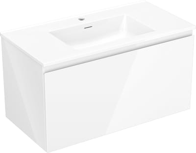 Mexen Orio badkamerkast 90 cm met wastafel Otis, 1 lade, wit glans - 91A10-09047-1-BF00-W18M00