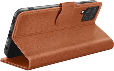 Zanae, Hoesje geschikt voor Galaxy M22 / M32 / A22 - Wallet Case & Magneetsluiting, Bruin