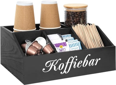 JHUBERS- Koffie Station Houten Organizer - Koffie Organizers Aanrecht - Koffie Organiser - Koffie Essentials - Werkblad Organizer - Stijlvol Ontwerp