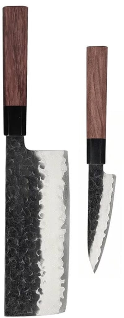 Shinrai Knives - Kurayami 2-delige Damascus Messenset - Nakiri + Schilmes