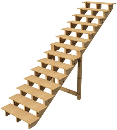 BERLIN Houten Buitentrap - 14 Open Treden 241 cm Hoog - 100 cm Breed