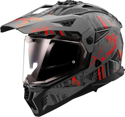 LS2 MX702 Pioneer II Crazy Zwart Rood Adventure Helm - Maat XL - Helm