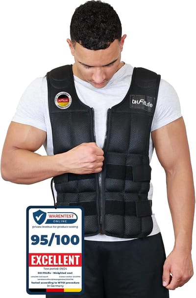 DH FitLife Verstelbaar gewichtsvest 10KG/20KG/30KG voor spieropbouw en krachttraining | verzwaarde vest | loopvest dames heren | fitness trainingsvest