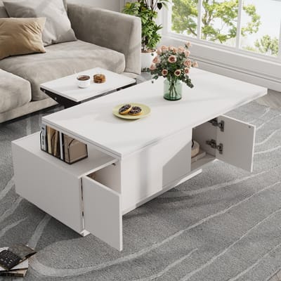 Salontafel - Lift-Top - Dubbel Lift-Top Systeem - Verborgen Opbergruimte - MDF - Zwart