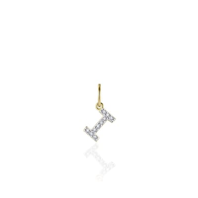 Gisser Jewels - Hanger excl. Collier - Letter I gezet met Zirkonia - 8mm - Geelgoud Verguld Zilver 925