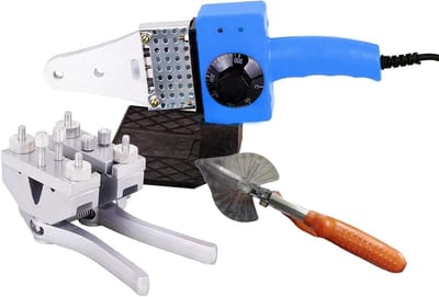 Elektrisch aangedreven PU-rondbandlasmachine met schaar en opspaninrichting - smeltlasmachine voor polyurethaanbandconnectoren, ideaal voor PU-strips en kunststofbuizen.