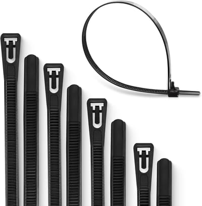 Dailygoods- Kabelbinders Herbruikbaar 100 Stuks - Afneembare Kabelbinders - Nylon (PA66) - Zwart - Diverse Afmetingen - Treksterkte 22,2 kg - Binders