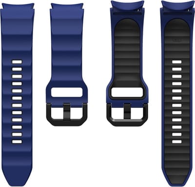 Siliconen bandje - geschikt voor Samsung Galaxy Watch 7 / Watch FE / Watch 6 / Watch 6 Classic / Watch 5 / Watch 5 Pro / Watch 4 / Watch 4 Classic - donkerblauw-zwart