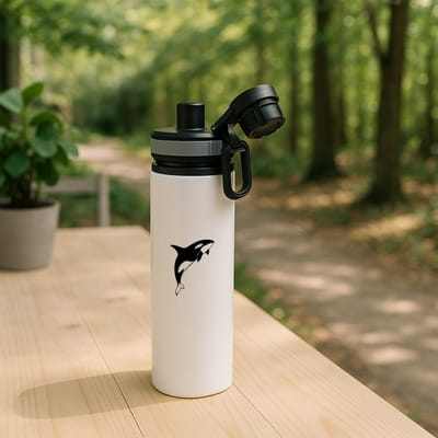 Hacebo® - Orca's waterfles met draaidop grijs - Vissen - Dieren liefhebbers - Zeedieren - roofdieren - water fles - 850ML