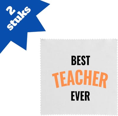 Akyol - best teacher ever brillendoekjes - Docent - de beste leraar/lerares - juf - meester - verjaardagscadeau - verjaardag - cadeau - afscheidscadeau - geschenk - leuke cadeau - kado - gift - juffendag - meesterdag - 17,8 bij 17,8 cm - 2 stuks