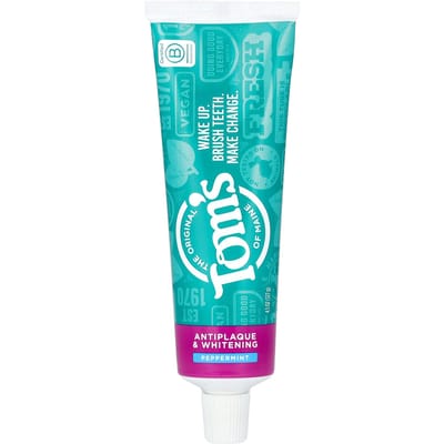 Tom's of Maine, Dentifrice Anti-Plaque & Blancheur, Sans Fluorure, Menthe Poivrée, 4,5 oz (127g) blue